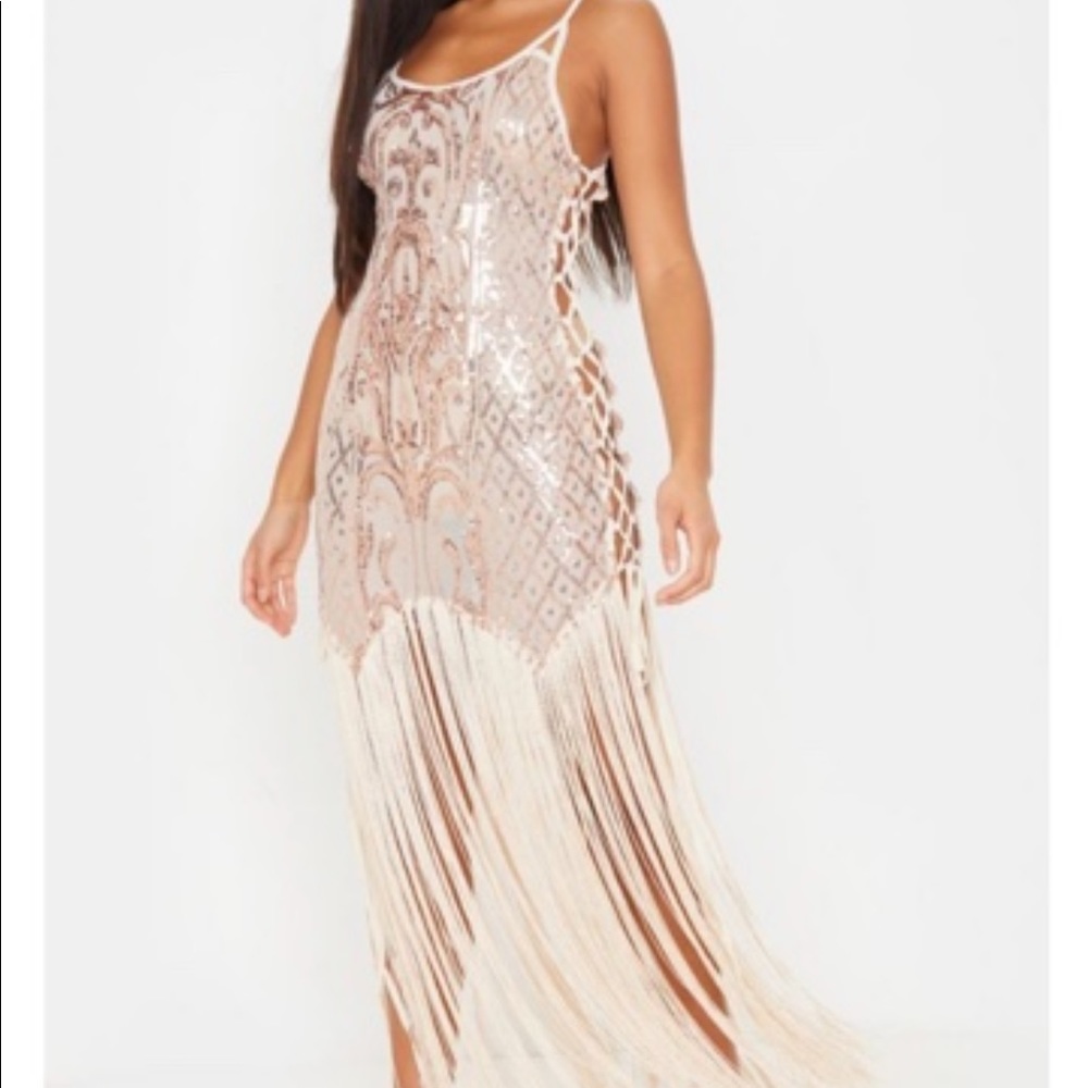 NWT - Beautiful Sequin Dress Champagne Color